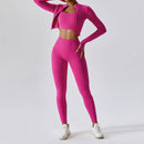 Workout Outfit ActiveWear 3 Pieces Workout Clothes Sports Bra High Waist Gym Leggings Long-Sleeved